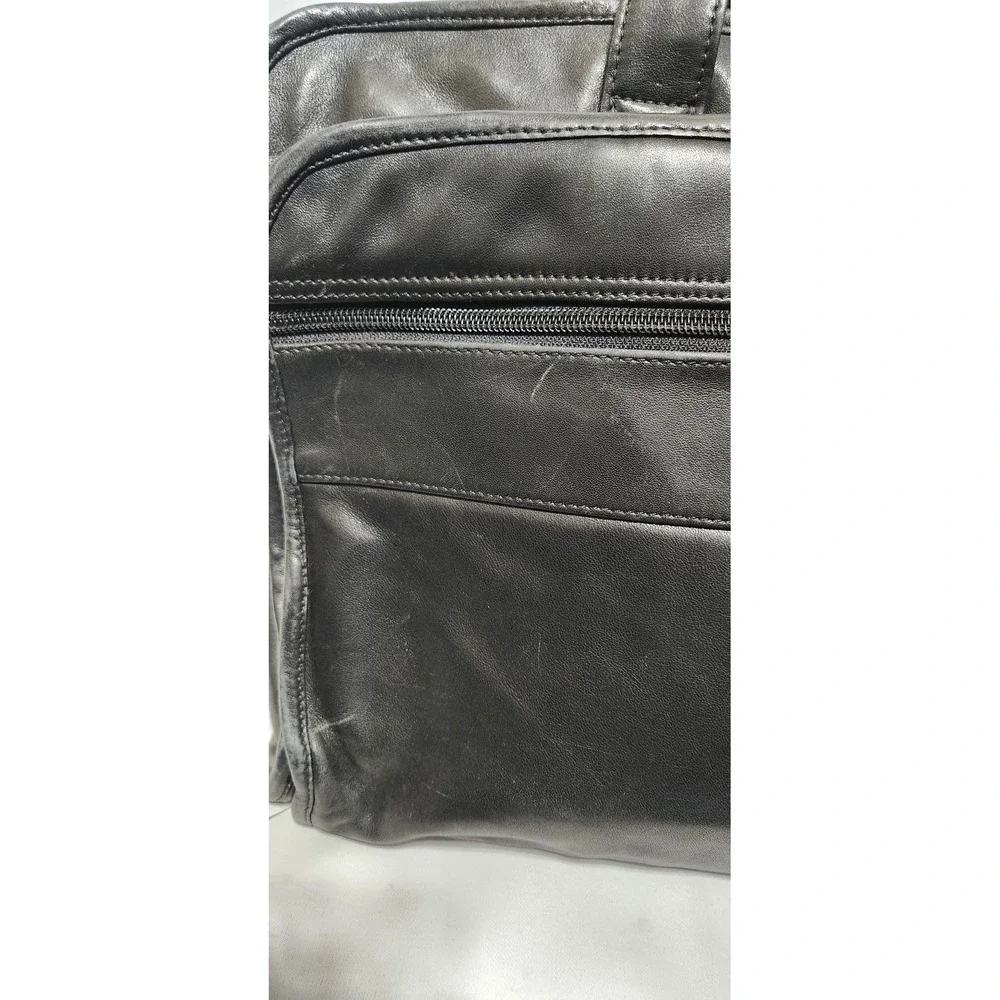 Vintage Briggs & Riley Black Leather Executive Briefcase Laptop Messenger Bag